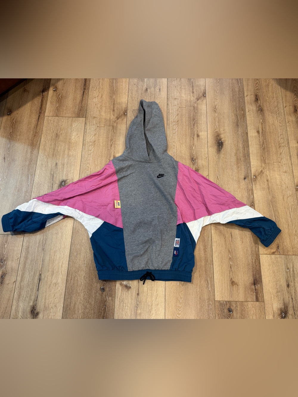 Vintage Nike Sportswear Icon Clash Mixed Media Pullover Hoodie, sz S
